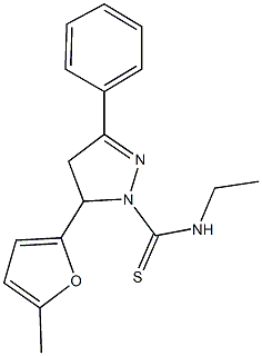 N-ethyl-5-(5-methyl-2-furyl)-3-phenyl-4,5-dihydro-1H-pyrazole-1-carbothioamide Structure