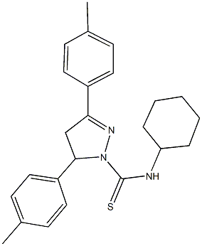 N-cyclohexyl-3,5-bis(4-methylphenyl)-4,5-dihydro-1H-pyrazole-1-carbothioamide Struktur
