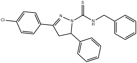 N-benzyl-3-(4-chlorophenyl)-5-phenyl-4,5-dihydro-1H-pyrazole-1-carbothioamide,791828-15-4,结构式