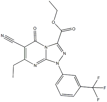 ethyl 6-cyano-7-ethyl-5-oxo-1-[3-(trifluoromethyl)phenyl]-1,5-dihydro[1,2,4]triazolo[4,3-a]pyrimidine-3-carboxylate,791828-23-4,结构式