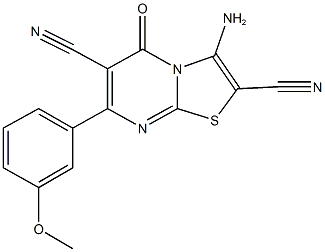 3-amino-7-(3-methoxyphenyl)-5-oxo-5H-[1,3]thiazolo[3,2-a]pyrimidine-2,6-dicarbonitrile,791828-41-6,结构式