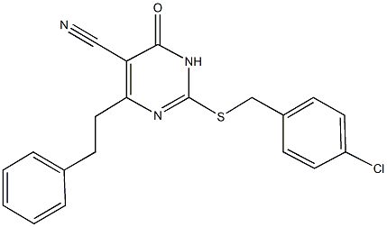 2-[(4-chlorobenzyl)sulfanyl]-6-oxo-4-(2-phenylethyl)-1,6-dihydro-5-pyrimidinecarbonitrile Structure