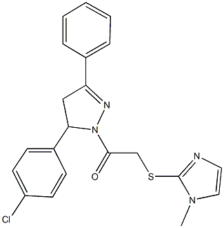 2-[5-(4-chlorophenyl)-3-phenyl-4,5-dihydro-1H-pyrazol-1-yl]-2-oxoethyl 1-methyl-1H-imidazol-2-yl sulfide,791828-81-4,结构式