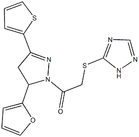 2-[5-(2-furyl)-3-(2-thienyl)-4,5-dihydro-1H-pyrazol-1-yl]-2-oxoethyl 1H-1,2,4-triazol-5-yl sulfide,791828-83-6,结构式