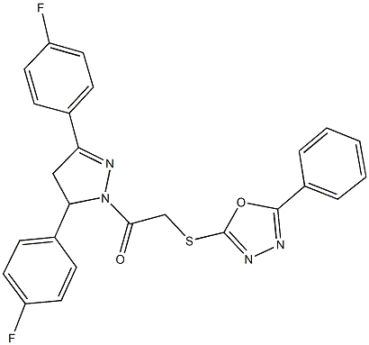 791828-89-2 2-[3,5-bis(4-fluorophenyl)-4,5-dihydro-1H-pyrazol-1-yl]-2-oxoethyl 5-phenyl-1,3,4-oxadiazol-2-yl sulfide