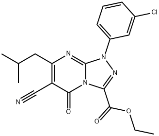 ethyl 1-(3-chlorophenyl)-6-cyano-7-isobutyl-5-oxo-1,5-dihydro[1,2,4]triazolo[4,3-a]pyrimidine-3-carboxylate Struktur