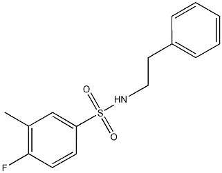 4-fluoro-3-methyl-N-(2-phenylethyl)benzenesulfonamide 结构式