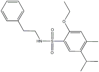 2-ethoxy-5-isopropyl-4-methyl-N-(2-phenylethyl)benzenesulfonamide 结构式