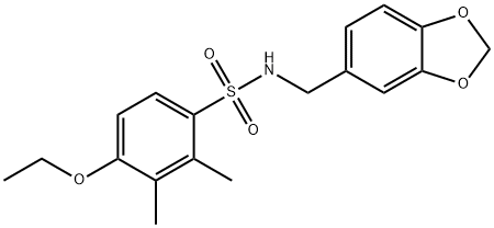 N-(1,3-benzodioxol-5-ylmethyl)-4-ethoxy-2,3-dimethylbenzenesulfonamide Struktur