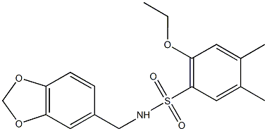 N-(1,3-benzodioxol-5-ylmethyl)-2-ethoxy-4,5-dimethylbenzenesulfonamide Struktur
