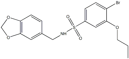 N-(1,3-benzodioxol-5-ylmethyl)-4-bromo-3-propoxybenzenesulfonamide Struktur