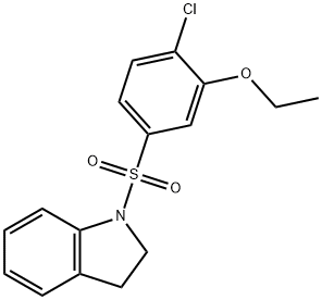 2-chloro-5-(2,3-dihydro-1H-indol-1-ylsulfonyl)phenyl ethyl ether 化学構造式