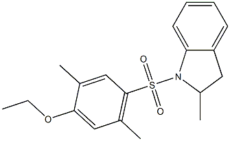 2,5-dimethyl-4-[(2-methyl-2,3-dihydro-1H-indol-1-yl)sulfonyl]phenyl ethyl ether 化学構造式