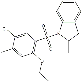 4-chloro-5-methyl-2-[(2-methyl-2,3-dihydro-1H-indol-1-yl)sulfonyl]phenyl ethyl ether Structure