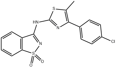N-[4-(4-chlorophenyl)-5-methyl-1,3-thiazol-2-yl]-N-(1,1-dioxido-1,2-benzisothiazol-3-yl)amine 化学構造式
