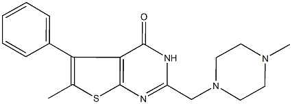 6-methyl-2-[(4-methyl-1-piperazinyl)methyl]-5-phenylthieno[2,3-d]pyrimidin-4(3H)-one Struktur
