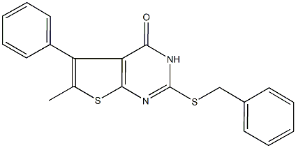 2-(benzylsulfanyl)-6-methyl-5-phenylthieno[2,3-d]pyrimidin-4(3H)-one 结构式