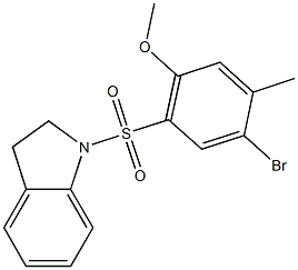 4-bromo-2-(2,3-dihydro-1H-indol-1-ylsulfonyl)-5-methylphenyl methyl ether 化学構造式