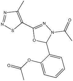 2-[3-acetyl-5-(4-methyl-1,2,3-thiadiazol-5-yl)-2,3-dihydro-1,3,4-oxadiazol-2-yl]phenyl acetate Structure