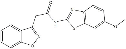 2-(1,2-benzisoxazol-3-yl)-N-(6-methoxy-1,3-benzothiazol-2-yl)acetamide Structure