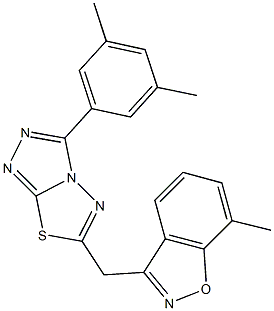3-{[3-(3,5-dimethylphenyl)[1,2,4]triazolo[3,4-b][1,3,4]thiadiazol-6-yl]methyl}-7-methyl-1,2-benzisoxazole Struktur