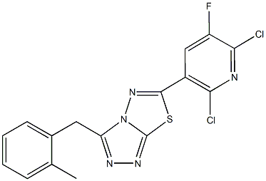 6-(2,6-dichloro-5-fluoro-3-pyridinyl)-3-(2-methylbenzyl)[1,2,4]triazolo[3,4-b][1,3,4]thiadiazole Structure