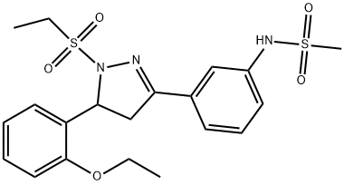 N-{3-[5-(2-ethoxyphenyl)-1-(ethylsulfonyl)-4,5-dihydro-1H-pyrazol-3-yl]phenyl}methanesulfonamide 结构式