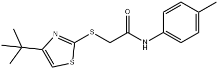 2-[(4-tert-butyl-1,3-thiazol-2-yl)sulfanyl]-N-(4-methylphenyl)acetamide 化学構造式
