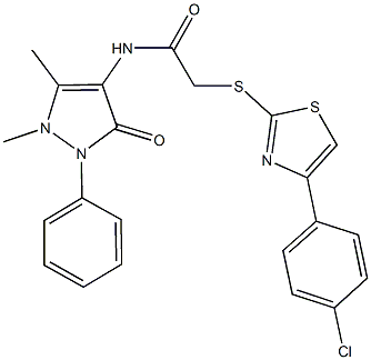 2-{[4-(4-chlorophenyl)-1,3-thiazol-2-yl]sulfanyl}-N-(1,5-dimethyl-3-oxo-2-phenyl-2,3-dihydro-1H-pyrazol-4-yl)acetamide 化学構造式