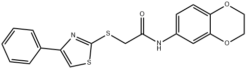 N-(2,3-dihydro-1,4-benzodioxin-6-yl)-2-[(4-phenyl-1,3-thiazol-2-yl)sulfanyl]acetamide 结构式