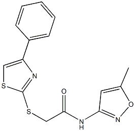 N-(5-methyl-3-isoxazolyl)-2-[(4-phenyl-1,3-thiazol-2-yl)sulfanyl]acetamide 结构式