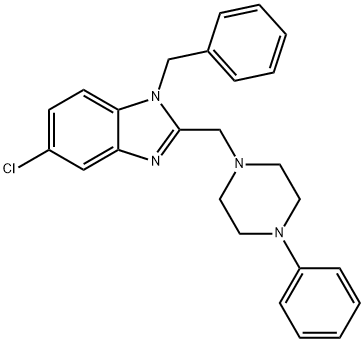 1-benzyl-5-chloro-2-[(4-phenyl-1-piperazinyl)methyl]-1H-benzimidazole 结构式