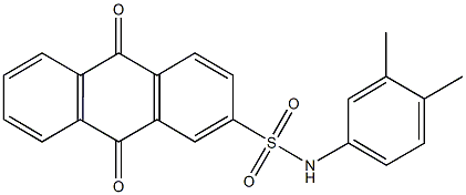 N-(3,4-dimethylphenyl)-9,10-dioxo-9,10-dihydro-2-anthracenesulfonamide 化学構造式