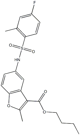 butyl 5-{[(4-fluoro-2-methylphenyl)sulfonyl]amino}-2-methyl-1-benzofuran-3-carboxylate Struktur