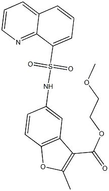 2-methoxyethyl 2-methyl-5-[(8-quinolinylsulfonyl)amino]-1-benzofuran-3-carboxylate 结构式