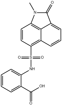 2-{[(1-methyl-2-oxo-1,2-dihydrobenzo[cd]indol-6-yl)sulfonyl]amino}benzoic acid Struktur