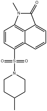 1-methyl-6-[(4-methyl-1-piperidinyl)sulfonyl]benzo[cd]indol-2(1H)-one 化学構造式