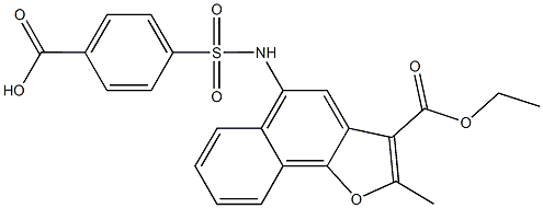 4-({[3-(ethoxycarbonyl)-2-methylnaphtho[1,2-b]furan-5-yl]amino}sulfonyl)benzoic acid Structure