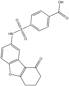 4-{[(9-oxo-6,7,8,9-tetrahydrodibenzo[b,d]furan-2-yl)amino]sulfonyl}benzoic acid Struktur