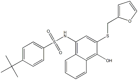 4-tert-butyl-N-{3-[(2-furylmethyl)sulfanyl]-4-hydroxy-1-naphthyl}benzenesulfonamide|