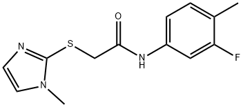 N-(3-fluoro-4-methylphenyl)-2-[(1-methyl-1H-imidazol-2-yl)sulfanyl]acetamide 化学構造式