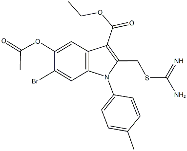 ethyl 5-(acetyloxy)-2-({[amino(imino)methyl]sulfanyl}methyl)-6-bromo-1-(4-methylphenyl)-1H-indole-3-carboxylate|