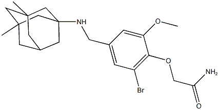 2-(2-bromo-4-{[(3,5-dimethyl-1-adamantyl)amino]methyl}-6-methoxyphenoxy)acetamide Structure