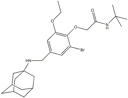 2-{4-[(1-adamantylamino)methyl]-2-bromo-6-ethoxyphenoxy}-N-(tert-butyl)acetamide Struktur