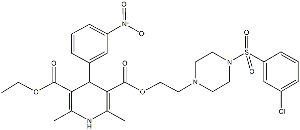 797013-85-5 3-(2-{4-[(3-chlorophenyl)sulfonyl]-1-piperazinyl}ethyl) 5-ethyl 4-{3-nitrophenyl}-2,6-dimethyl-1,4-dihydro-3,5-pyridinedicarboxylate