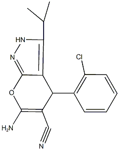 6-amino-4-(2-chlorophenyl)-3-isopropyl-2,4-dihydropyrano[2,3-c]pyrazole-5-carbonitrile|