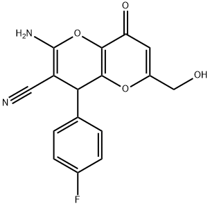 2-amino-4-(4-fluorophenyl)-6-(hydroxymethyl)-8-oxo-4,8-dihydropyrano[3,2-b]pyran-3-carbonitrile,797028-50-3,结构式