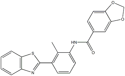 N-[3-(1,3-benzothiazol-2-yl)-2-methylphenyl]-1,3-benzodioxole-5-carboxamide Structure