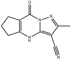 4H-?Cyclopenta[d]?pyrazolo[1,?5-?a]?pyrimidine-?3-?carbonitrile, 5,?6,?7,?8-?tetrahydro-?2-?methyl-?8-?oxo- Structure