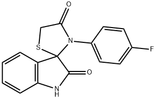 3-(4-fluorophenyl)-1',3'-dihydrospiro[1,3-thiazolidine-2,3'-(2'H)-indole]-2',4-dione 结构式